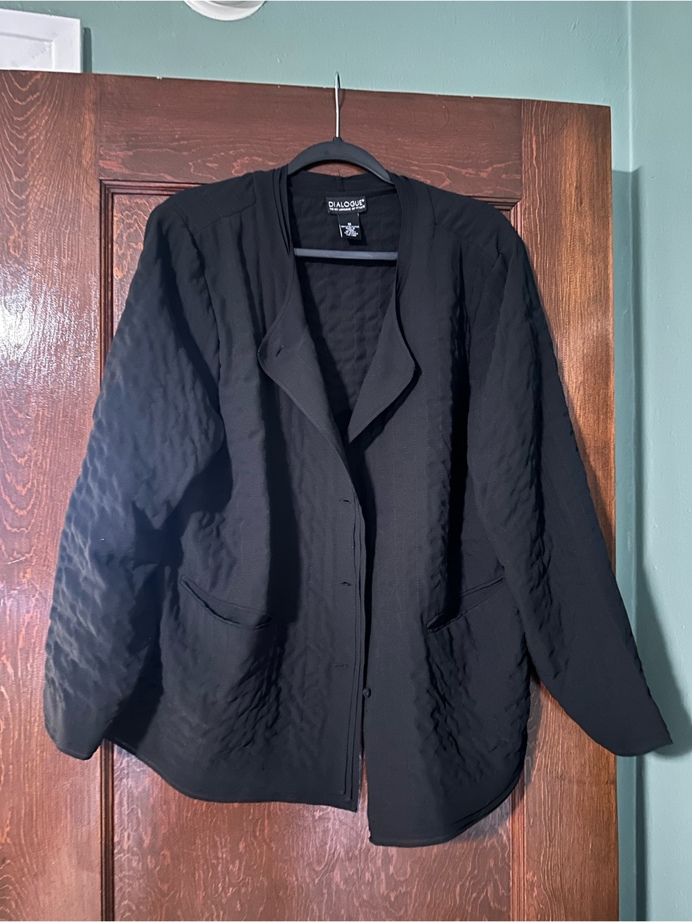 Dialogue Black Quilted Open-Front Blazer Jacket